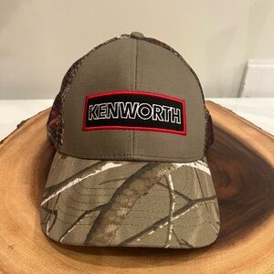 BDa Kenworth  Brown trucker Hat with real tree Camo Design mesh with ajustable